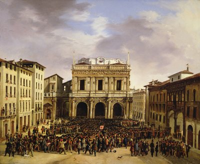 El Pueblo de Brescia reunido en la Piazza della Loggia el 23 de marzo de 1849 de Faustino Joli